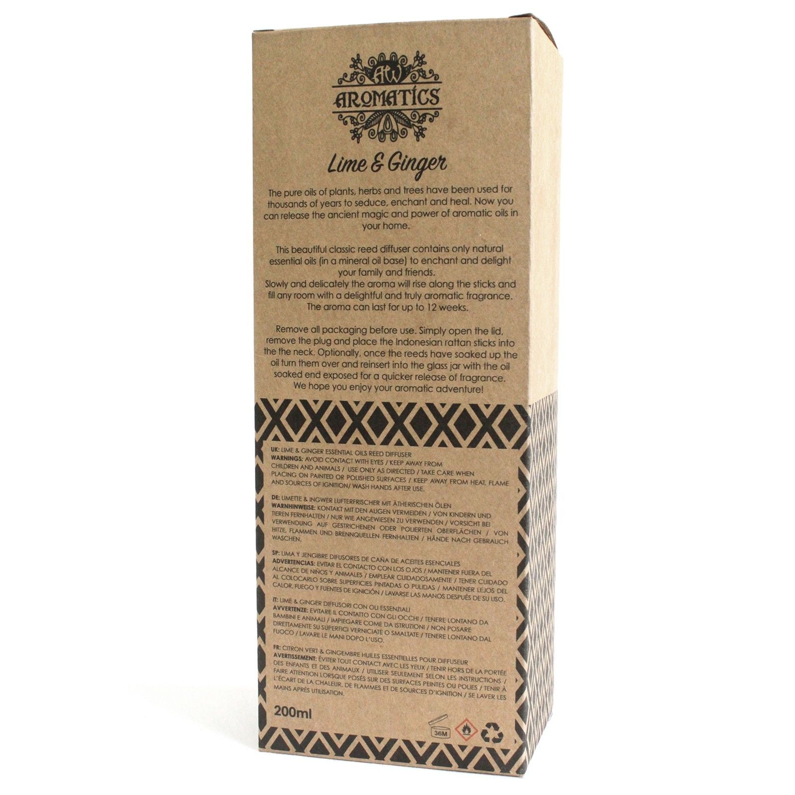 Lime & Ginger Essential Oil Reed Diffuser — 200ml